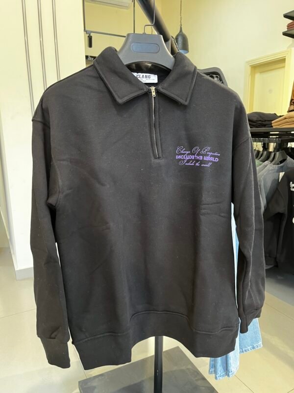 SILENCE HALF ZIPPER SWEATSHIRT - BLACK