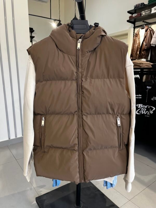 HALF PUFFER JACKET - BROWN