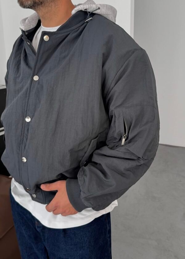 SELF HOODED JACKET - DARK GREY