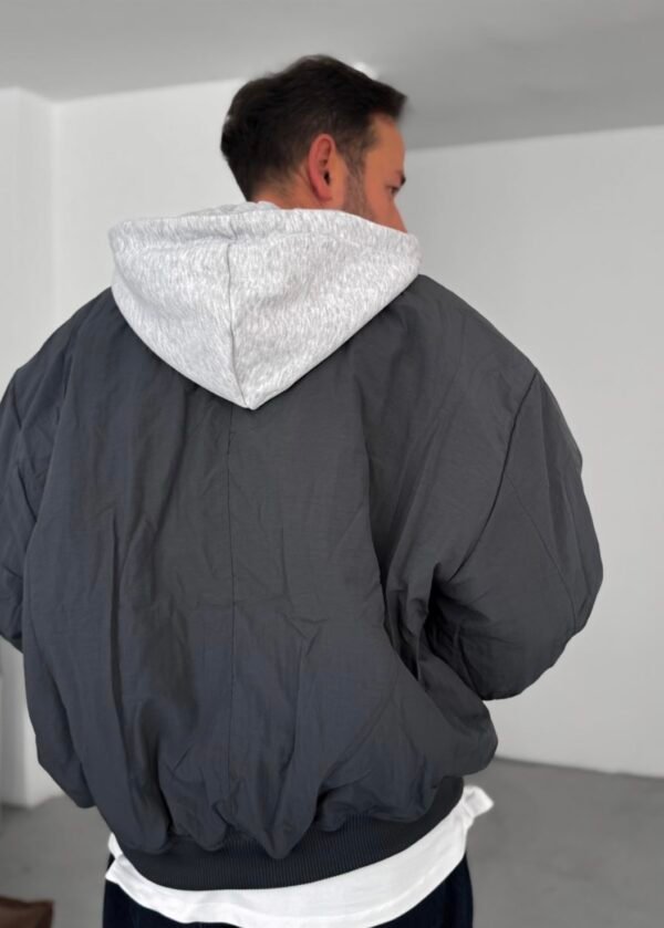 SELF HOODED JACKET - DARK GREY