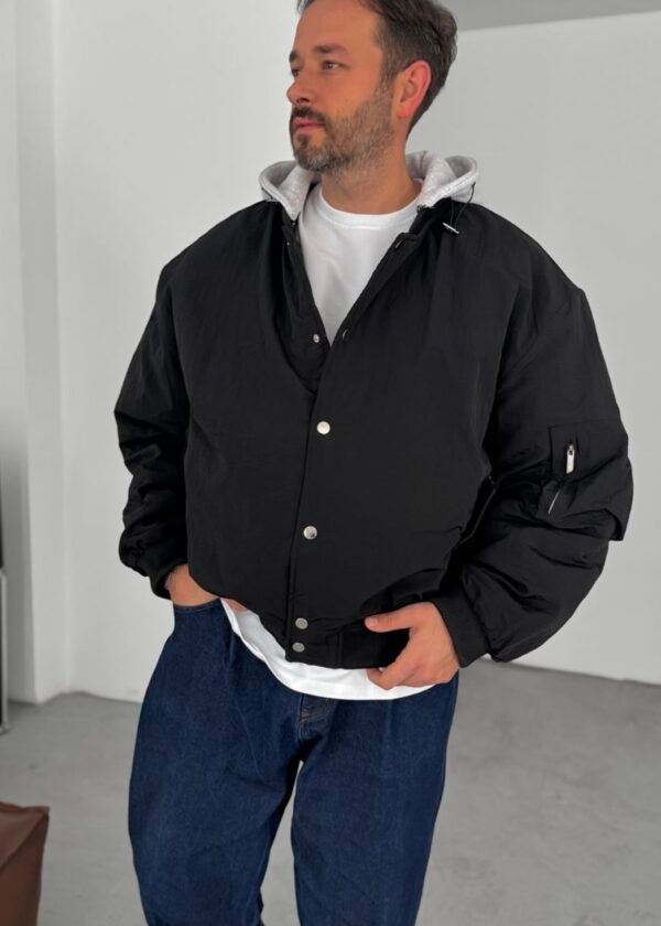 SELF HOODED JACKET - BLACK