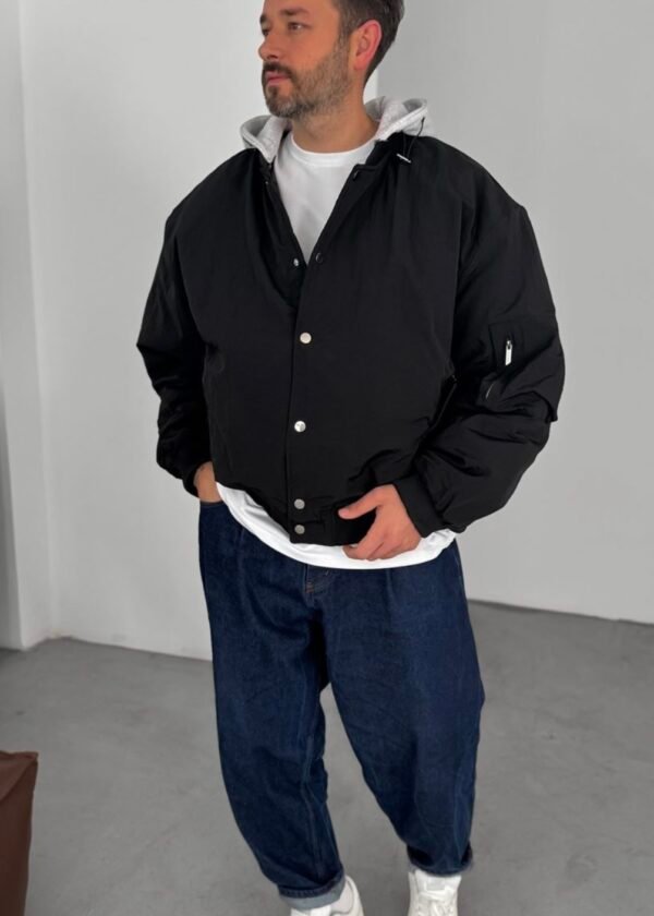 SELF HOODED JACKET - BLACK