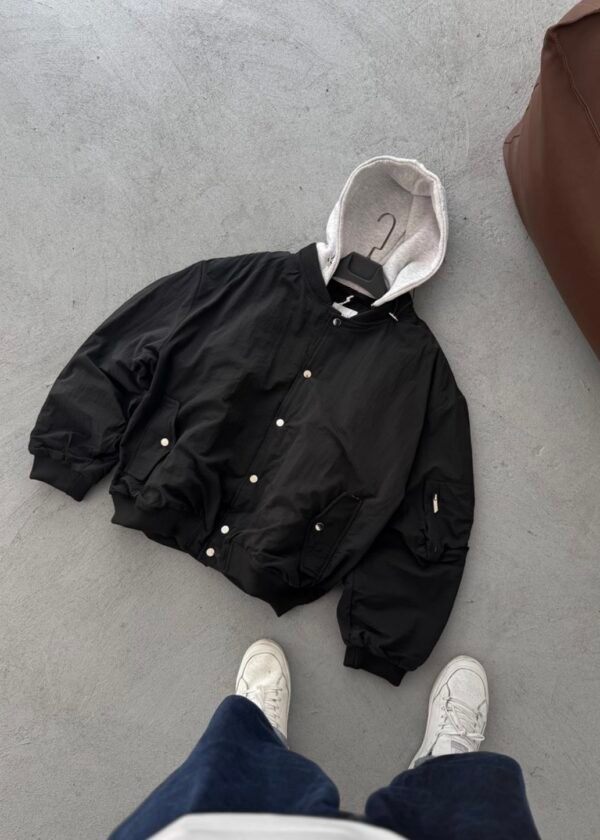 SELF HOODED JACKET - BLACK
