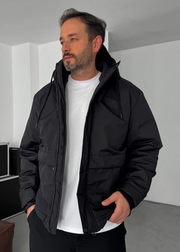 HOODED INFLATABLE JACKET - BLACK