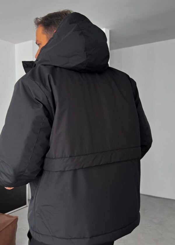 HOODED INFLATABLE JACKET - BLACK