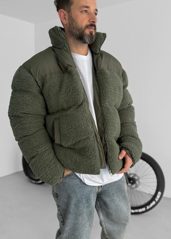 FUR PUFFER JACKET - OLIVE