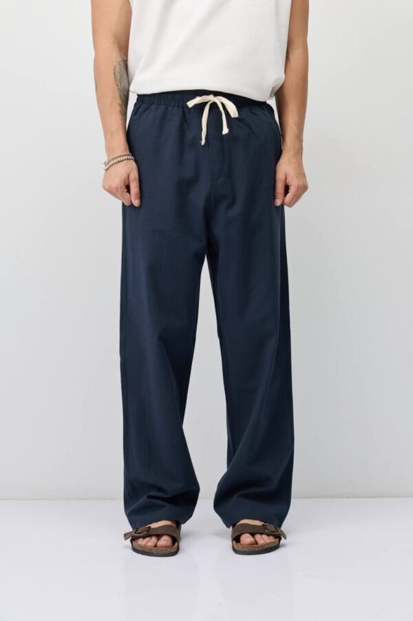 LINEN BAGGY PANT - NAVY