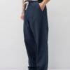 LINEN BAGGY PANT - NAVY