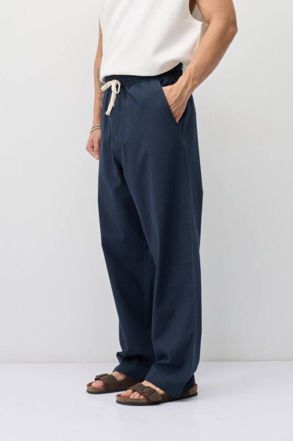 LINEN BAGGY PANT - NAVY