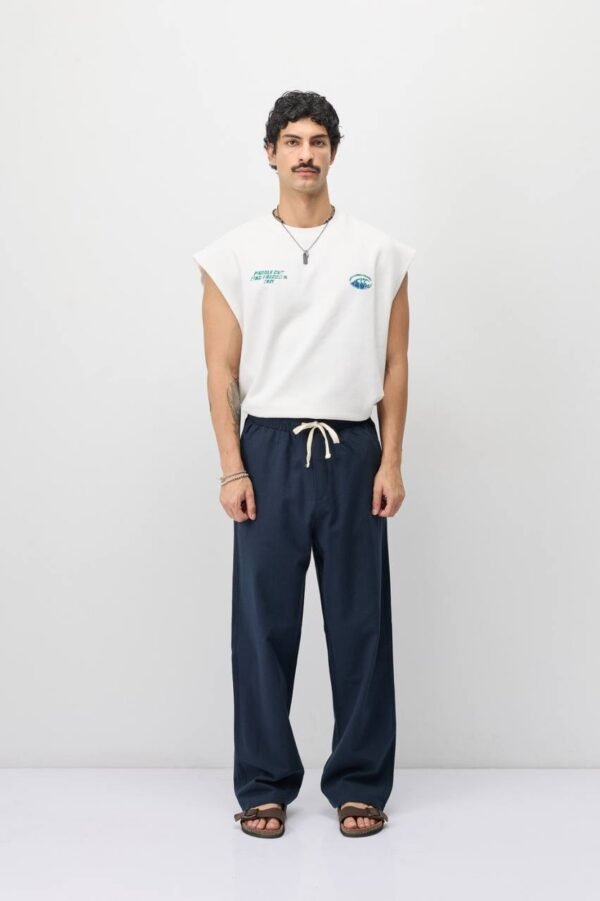 LINEN BAGGY PANT - NAVY